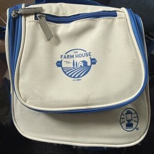 Coleman Insulated Lunch Bag Cooler Farmhouse Blue White Soft Cooler Zip Tote